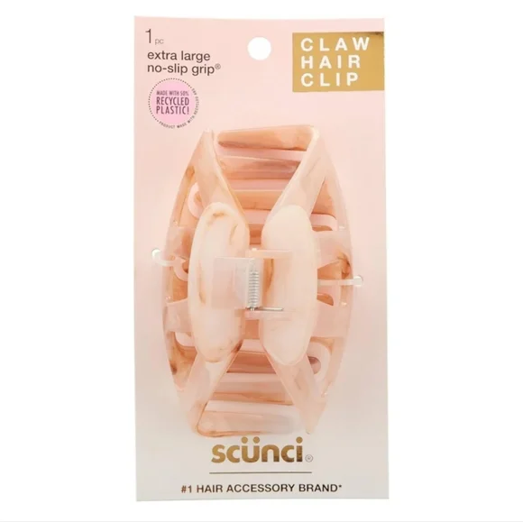 Scunci No-Slip Grip Recycled Extra Large Claw Clip - Pink, 1-Piece New